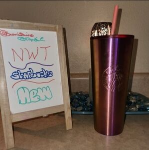 (1) 2022 Iridescent Ombré Oil Slick Halo Pink Rainbow Cold Cup Tumbler,24oz, NWT